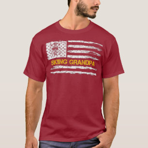 T-shirt Drapeau vintage Américain Fier Ski Grand-père Skie
