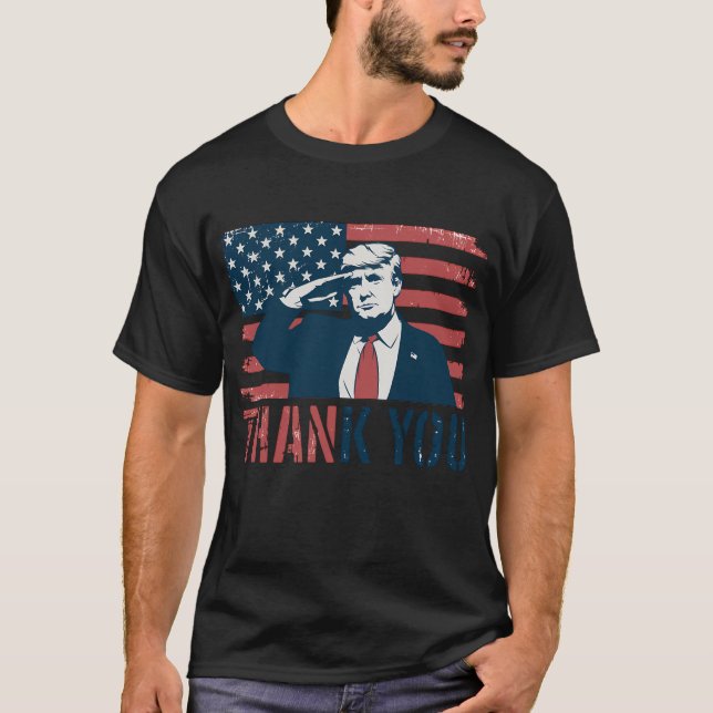 T-shirt Drapeau vintage américain Funny Trump Merci (Devant)