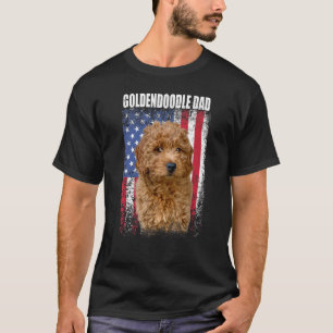 T-shirt Drapeau Vintage Américain Goldendoodle Papa Pour F