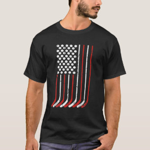 T-shirt Drapeau vintage Américain Hockey Vêtements 4E Ju