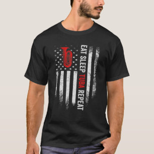 T-shirt Drapeau vintage Américain Manger Sleep Tuba Rép
