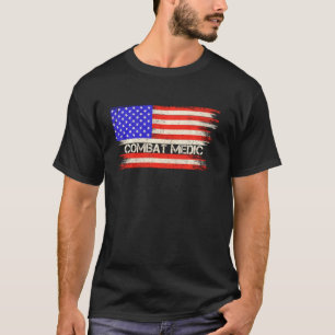 T-shirt Drapeau vintage américain Médaille de combat Patri