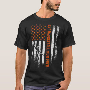 T-shirt Drapeau vintage Américain Meilleur Basket Maman Ev