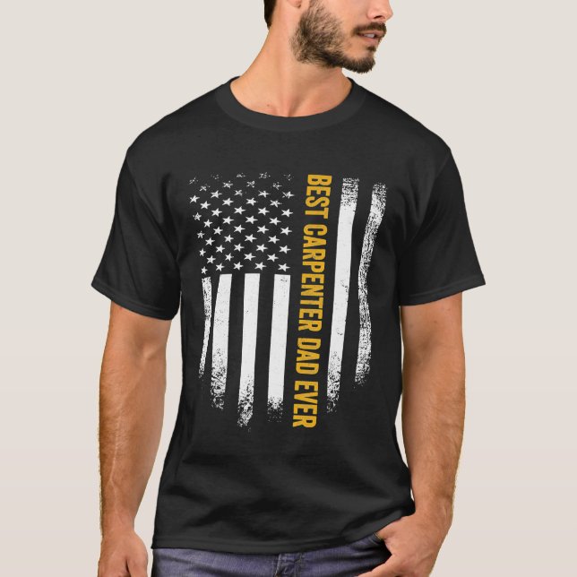 T-shirt Drapeau vintage américain meilleur menuisier D (Devant)
