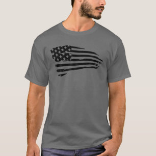 T-shirt Drapeau vintage Américain Patriotique Noir Distres