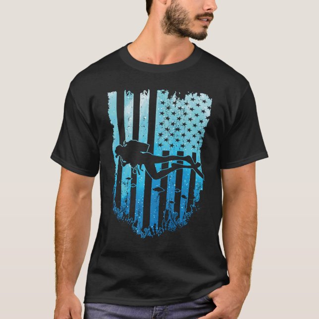 T-shirt Drapeau vintage Américain Plongée Plongée Plongée  (Devant)