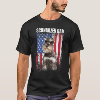 T-shirt Drapeau Vintage Américain Schnauzer Papa Chien Pou