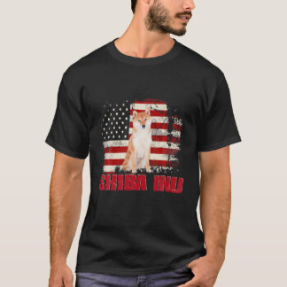 T-shirt Drapeau vintage américain Shiba Inu Amoureux des c