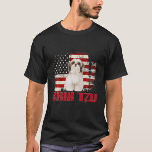 T-shirt Drapeau vintage américain Shih Tzu Amoureux des ch