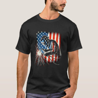 T-shirt Drapeau vintage américain soudeur héros