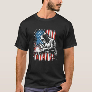 T-shirt Drapeau vintage américain soudeur héros