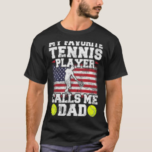 T-shirt Drapeau Vintage américain Sports Tennis Papa Flag
