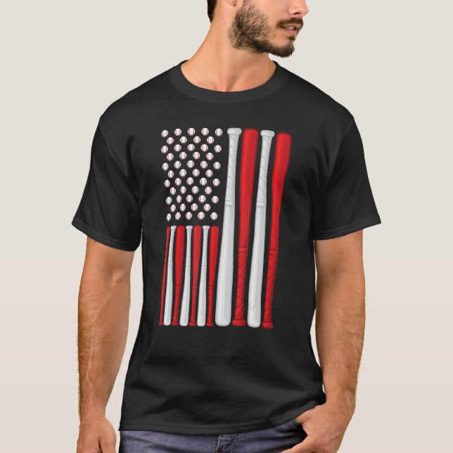 T-shirt Drapeau Vintage de baseball américain (Devant)