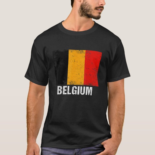 T-shirt Drapeau vintage de Belgique (Devant)