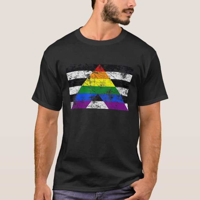 T-shirt Drapeau Vintage de l'Ally Fierté droite (Devant)