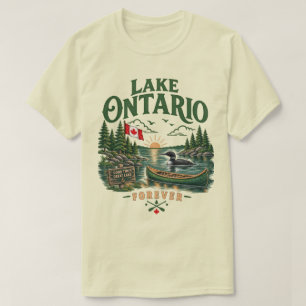T-shirt Drapeau vintage du Canada avec huard du lac Ontari