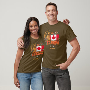 T-shirt Drapeau Vintage Du Canada Et Vacances Ours Grizzli