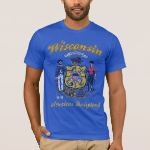 T-shirt Drapeau vintage du Wisconsin Dairyland américain