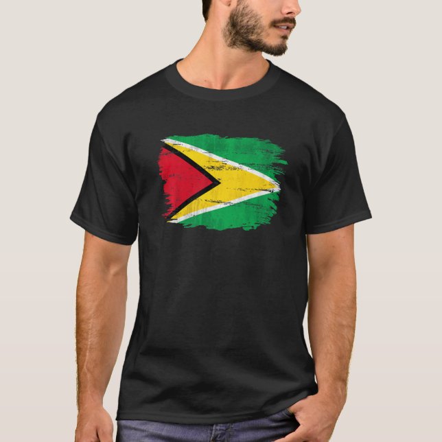 T-shirt Drapeau Vintage Guyana pour Guyanais (Devant)