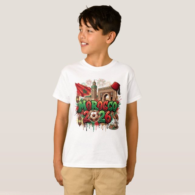 T-shirt Drapeau Vintage Marocain Africain Maroc (Devant entier)