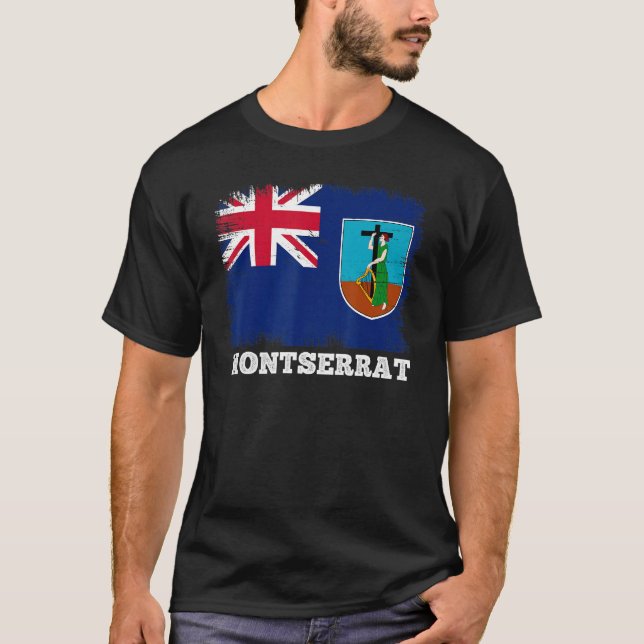 T-shirt Drapeau vintage Montserrat Drapeau rétro Montserra (Devant)