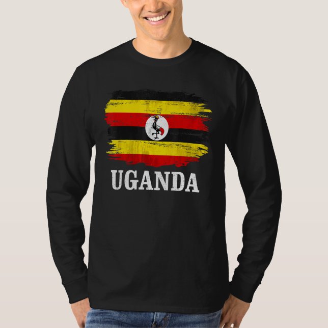 T-shirt Drapeau Vintage Ouganda Pour Ougandais   (Devant)