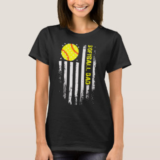 T-shirt Drapeau Vintage papa softball États-Unis Père Drap