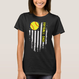 T-shirt Drapeau Vintage papa softball États-Unis Père Drap