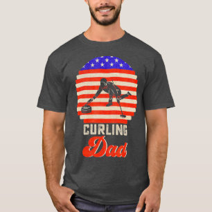 T-shirt Drapeau vintage Retro Fier Curling Papa Curler
