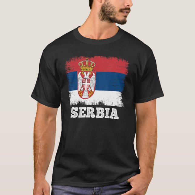 T-shirt Drapeau vintage Serbie Drapeau rétro Serbe (Devant)
