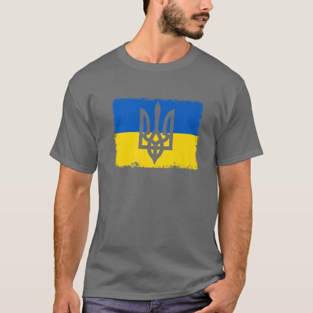 T-shirt Drapeau vintage Ukraine Tryzub Trident (Devant)