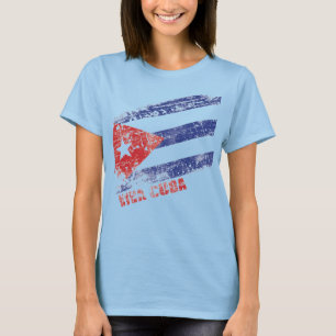 T-shirt Drapeau Viva Cuba en état de détresse