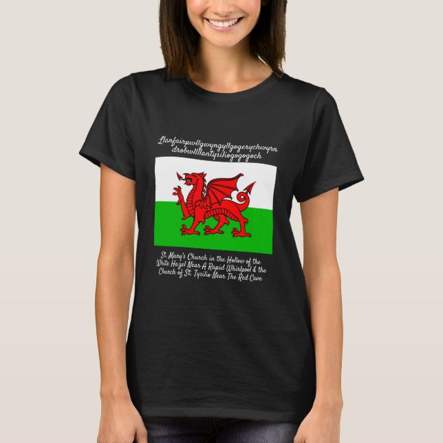 T-shirt Drapeau Welsh Dragon Llanfairpwllgwyngyll (Devant)