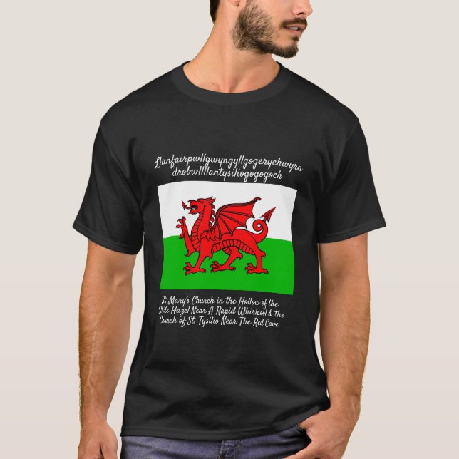 T-shirt Drapeau Welsh Dragon Llanfairpwllgwyngyll (Devant)