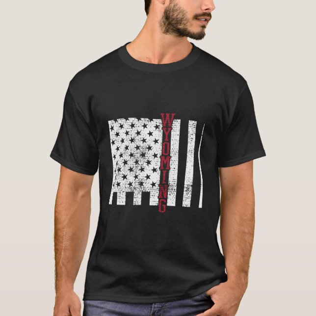 T-shirt Drapeau Wyoming Usa 4E Quatrième Juillet American  (Devant)