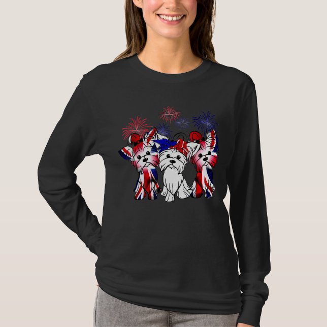 T-shirt Drapeau Yorkshire Terrier Couleurs Drapeau América (Devant)
