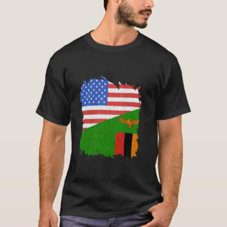 T-shirt Drapeau Zambie Fierté Zambienne USA Amérique Vinta