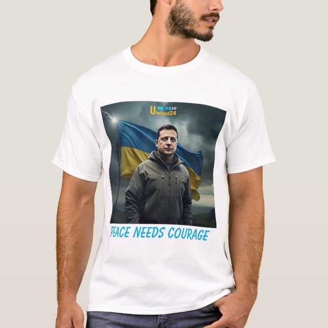 T-shirt Drapeau Zelenskyy Ukraine United24 Strength t-shir (Devant)