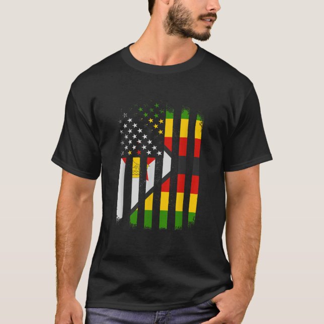 T-shirt Drapeau zimbabwéen américain du Zimbabwe et de l'A (Devant)