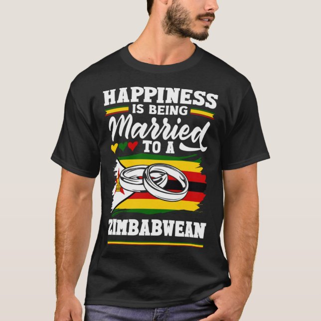 T-shirt Drapeau Zimbabwéen Marié À Un Zimbabwéen (Devant)