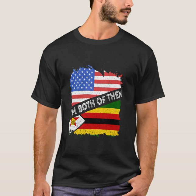 T-shirt Drapeau zimbabwéen Zimbabwe Je suis les deux États (Devant)