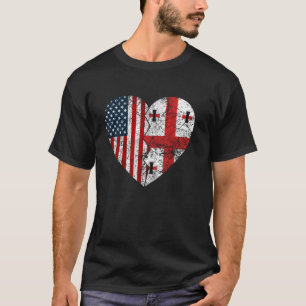 T-shirt Drapeaux américains géorgiens Coeur États-Unis Geo