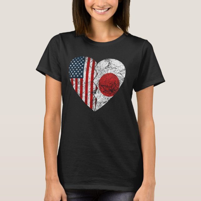 T-shirt Drapeaux américains japonais Coeur États-Unis Japo (Devant)