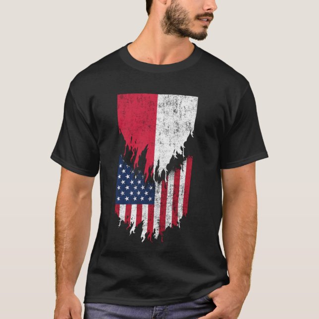 T-shirt Drapeaux américains polonais arrachés Pologne (Devant)