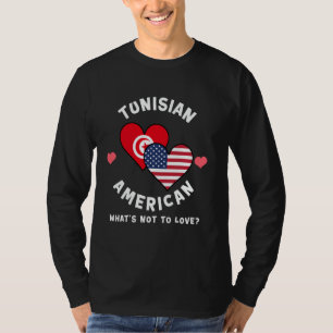 T-shirt Drapeaux américains tunisiens cœur à aimer