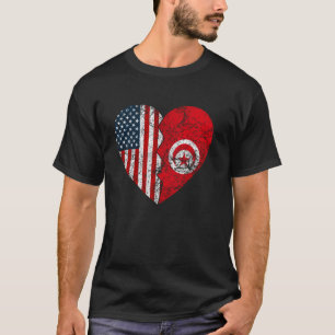 T-shirt Drapeaux américains tunisiens Coeur États-Unis Tun