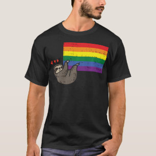 T-shirt Drapeaux arc-en-ciel suspendus de paresseux pour l