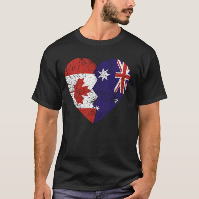 T-shirt Drapeaux canadiens australiens Heart Canada Austra (Devant)