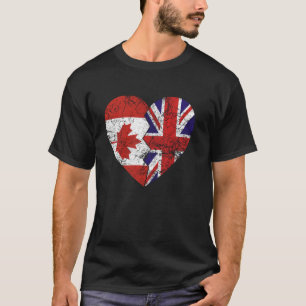 T-shirt Drapeaux canadiens britanniques Heart Canada Royau