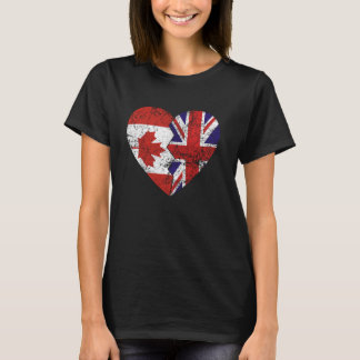T-shirt Drapeaux canadiens britanniques Heart Canada Royau